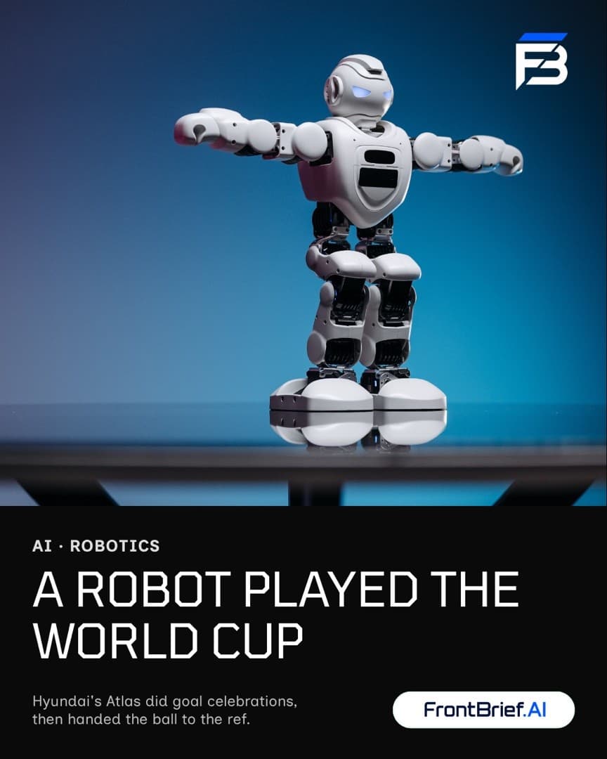FrontBrief robotics poster with a humanoid robot